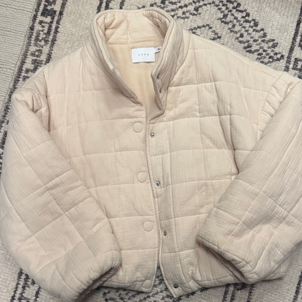 Lush Beige Quilted Jacket
